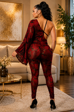 Load image into Gallery viewer, Velvet Flocking Jumpsuit/bell Sleeve