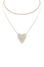 Load image into Gallery viewer, Rhinestone Heart Choker And Necklace Set