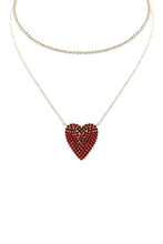 Load image into Gallery viewer, Rhinestone Heart Choker And Necklace Set
