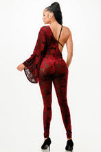 Load image into Gallery viewer, Velvet Flocking Jumpsuit/bell Sleeve