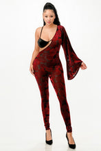 Load image into Gallery viewer, Velvet Flocking Jumpsuit/bell Sleeve