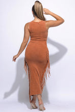 Load image into Gallery viewer, Fringe Cut Out Maxi Dress