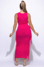 Load image into Gallery viewer, Fringe Cut Out Maxi Dress