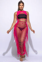 Load image into Gallery viewer, Fringe Cut Out Maxi Dress