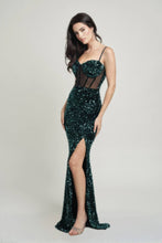 Load image into Gallery viewer, Cecily Teddy Velvet Corset Maxi Dress