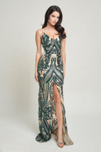 Load image into Gallery viewer, Spaghetti Strap Art Deco Sequins Maxi Dress