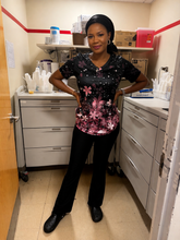 Load image into Gallery viewer, Black Floral Scrub Top – Elegant & Comfortable All Day 🖤
