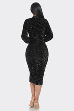 Load image into Gallery viewer, Sexy me Midi 2 Way Zip Up Sequin Contrast Dress