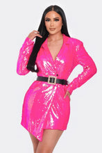 Load image into Gallery viewer, Pearl Belted Sequin Blazer Mini Dress