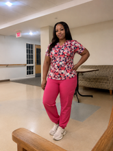Load image into Gallery viewer, Pink Heart Scrub Top – Cute, Soft &amp; Comfortable All Day 💕
