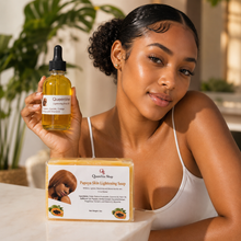 Load image into Gallery viewer, Lightening Body Oil + Papaya Skin Lightening Soap Bundle
