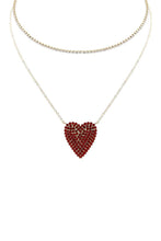 Load image into Gallery viewer, Rhinestone Heart Choker And Necklace Set
