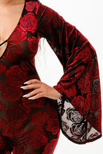 Load image into Gallery viewer, Velvet Flocking Jumpsuit/bell Sleeve
