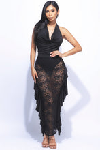 Load image into Gallery viewer, Cowl Halter Ruffled Skirt Set
