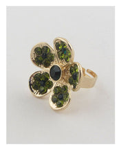 Load image into Gallery viewer, Flower rhinestone adjustable ring
