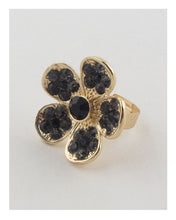 Load image into Gallery viewer, Flower rhinestone adjustable ring
