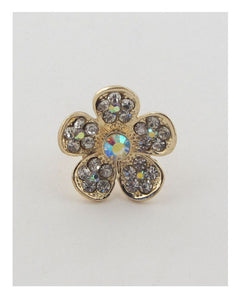 Flower rhinestone adjustable ring