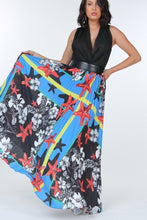 Load image into Gallery viewer, Pleated Print Maxi Skirt With Leather Waist Band
