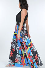 Load image into Gallery viewer, Pleated Print Maxi Skirt With Leather Waist Band
