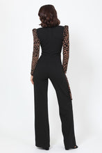 Load image into Gallery viewer, Plunging V Buckle Detail Leopard Jumpsuit
