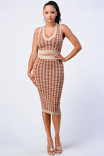 Load image into Gallery viewer, Luxe Gingham Rib Knit Top And Skirt Sets
